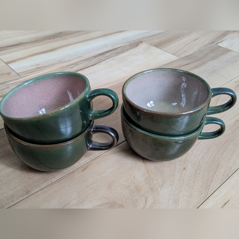 Heath Ceramics Coupe Teacup Mugs Set 4 Rose and Peacock